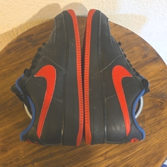 Nike Air Force 1 Black RED SWOOSH Athletic Shoes Mens Sneakers Sz.10
